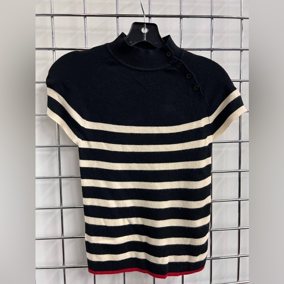 NWT Maeve Mock Neck sweater tee Black and white stripes size‎ XS - Picture 1 of 6